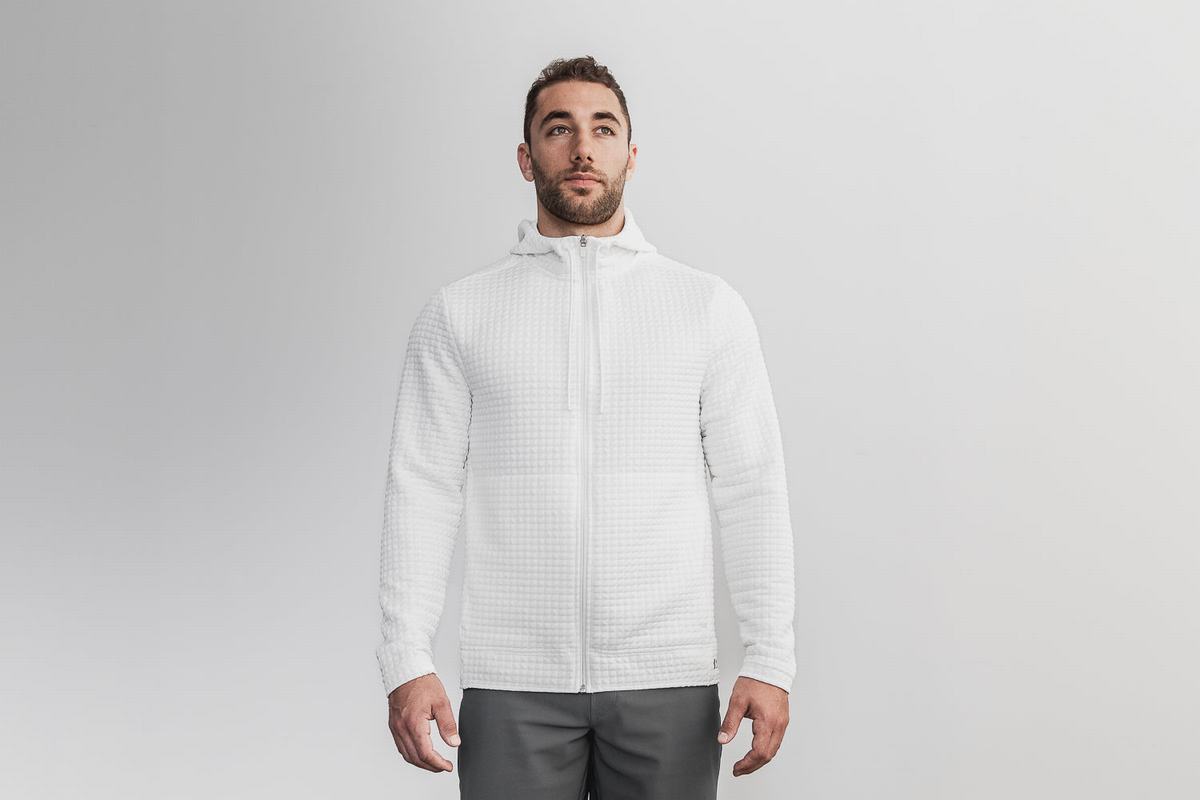 Nobull Quilted Zip-up Men\'s Jackets White | Australia (JQ3075)